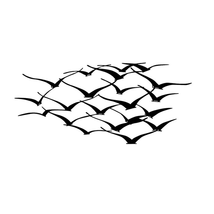 Wallity Herd Of Birds Escultura de pared de metal Negra